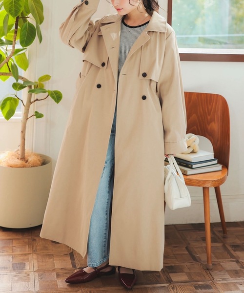 セール】[ 低身長向けサイズ ] ロングトレンチコート（トレンチ