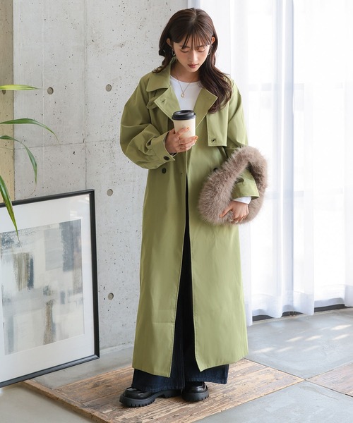 セール】[ 低身長向けサイズ ] ロングトレンチコート（トレンチ