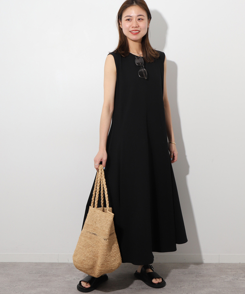 JOURNAL STANDARD relume（ジャーナルスタンダード　レリューム）の「《WEB限定追加》コットンマーメイドラインワンピース（ワンピース・レディース・チャコールグレー/ブラック/コバルトブルー・FREE）」の4枚目の写真