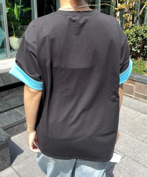 Meli rich（メリーリッチ）の「袖配色折り返しTシャツ（Tシャツ/カットソー・レディース・ブラック/チャコールグレー・FREE）」の20枚目の写真