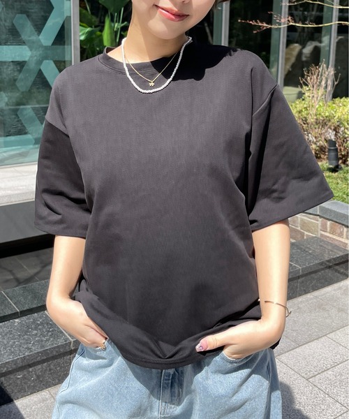 Meli rich（メリーリッチ）の「袖配色折り返しTシャツ（Tシャツ/カットソー・レディース・ブラック/チャコールグレー・FREE）」の21枚目の写真
