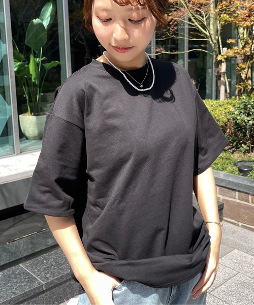 Meli rich（メリーリッチ）の「袖配色折り返しTシャツ（Tシャツ/カットソー・レディース・ブラック/チャコールグレー・FREE）」の22枚目の写真