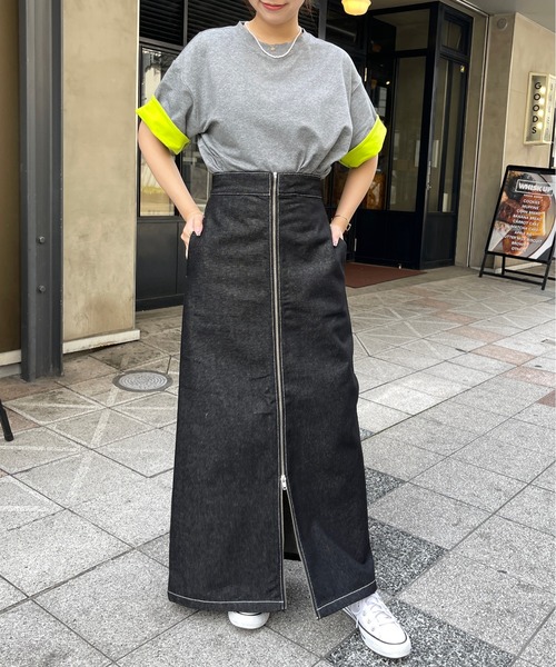Meli rich（メリーリッチ）の「袖配色折り返しTシャツ（Tシャツ/カットソー・レディース・ブラック/チャコールグレー・FREE）」の8枚目の写真