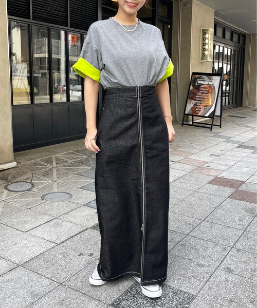 Meli rich（メリーリッチ）の「袖配色折り返しTシャツ（Tシャツ/カットソー・レディース・ブラック/チャコールグレー・FREE）」の10枚目の写真