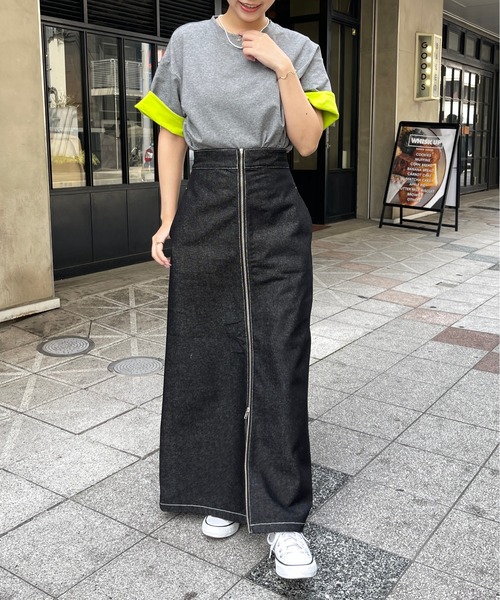 Meli rich（メリーリッチ）の「袖配色折り返しTシャツ（Tシャツ/カットソー・レディース・ブラック/チャコールグレー・FREE）」の11枚目の写真