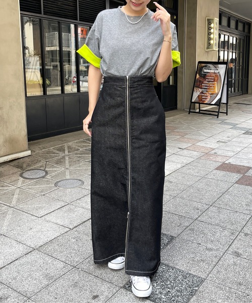 Meli rich（メリーリッチ）の「袖配色折り返しTシャツ（Tシャツ/カットソー・レディース・ブラック/チャコールグレー・FREE）」の12枚目の写真