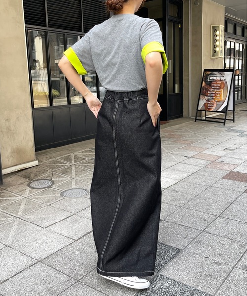 Meli rich（メリーリッチ）の「袖配色折り返しTシャツ（Tシャツ/カットソー・レディース・ブラック/チャコールグレー・FREE）」の14枚目の写真