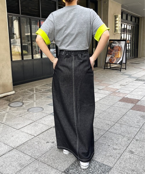 Meli rich（メリーリッチ）の「袖配色折り返しTシャツ（Tシャツ/カットソー・レディース・ブラック/チャコールグレー・FREE）」の15枚目の写真