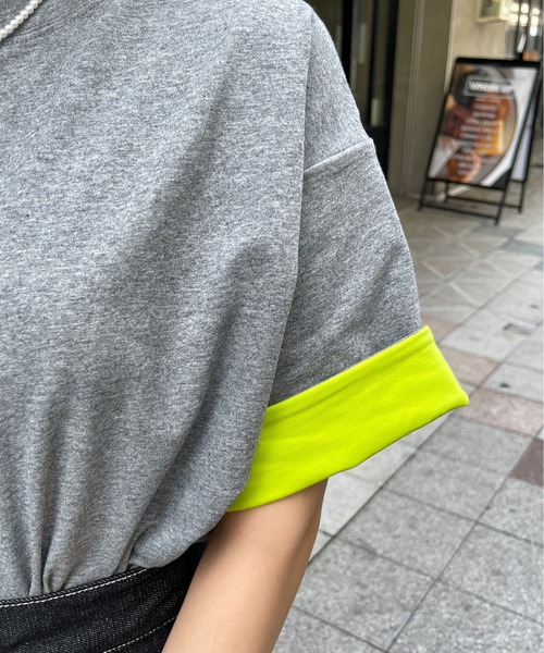 Meli rich（メリーリッチ）の「袖配色折り返しTシャツ（Tシャツ/カットソー・レディース・ブラック/チャコールグレー・FREE）」の16枚目の写真