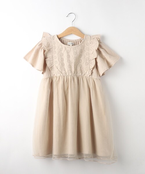 SHOO・LA・RUE（シューラルー）の「◆【110-140cm】レース切替チュール使いワンピース（ワンピース・キッズ・サックスブルー/ベージュ・14/13/12/11）」の4枚目の写真