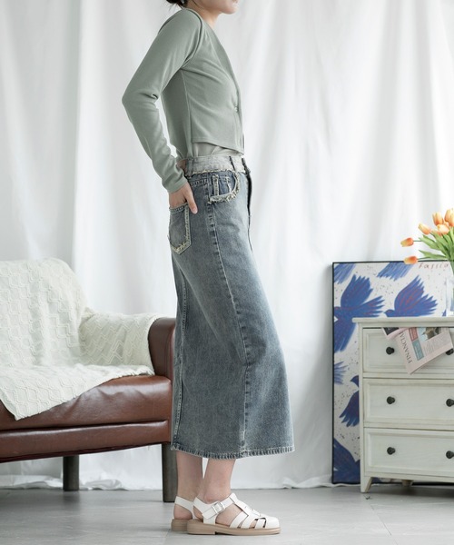 aimoha(アイモハ)の「前センタースリット入りレトロデニムスカート(デニムスカート・レディース・ネイビー・XX-LARGE/X-LARGE/LARGE/MEDIUM/SMALL/X-SMALL)」の19枚目の写真