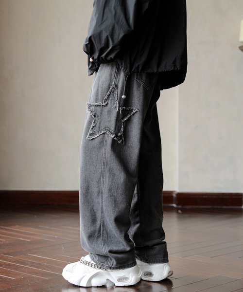 【セール】【FVLMEN】fringe star patch relax wide denim/フリンジ スター パッチ リラックス ワイド デニム（デニムパンツ）｜FVLMEN（フルメン）