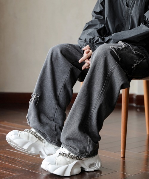 【セール】【FVLMEN】fringe star patch relax wide denim/フリンジ スター パッチ リラックス ワイド デニム（デニムパンツ）｜FVLMEN（フルメン）