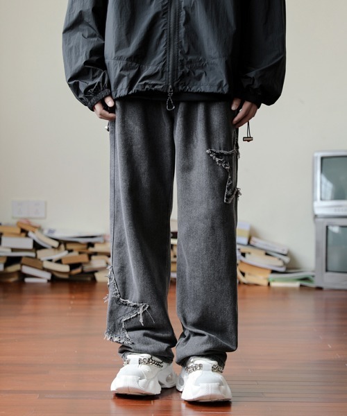 【セール】【FVLMEN】fringe star patch relax wide denim/フリンジ スター パッチ リラックス ワイド デニム（デニムパンツ）｜FVLMEN（フルメン）