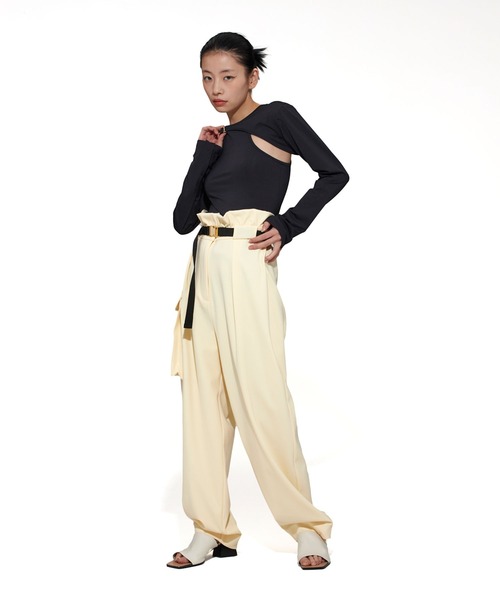 THINGS THAT MATTER（シングス ザット マター）の「DOUBLE CLOTH WORK PANTS / ダブルクロスワークパンツ（カーゴパンツ・レディース・アイボリー/ブラック/ベージュ/イエロー・1/2）」の16枚目の写真