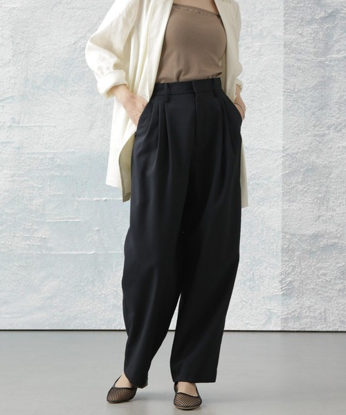 Apo(s)ture(アポスチャー)の「NORAH-005/ライトカルゼ3タックテーパードパンツ(その他パンツ・レディース・ベージュ/ネイビー/モカ/チャコール・XS/S/M/L/XL)」の1枚目の写真