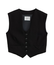 美品【アメリ】WAVE COLLAR ANGULAR VEST ベスト　黒 Ameri（アメリ）の「WAVE COLLAR ANGULAR VEST（ベスト）」 - WEAR