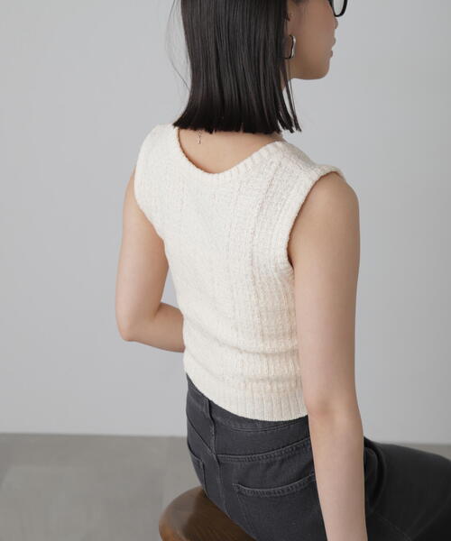 FREE'S MART（フリーズマート）の「◆ツィードライクニットベスト（ベスト・レディース・ブラック/ホワイト/ブルー・FREE）」の18枚目の写真