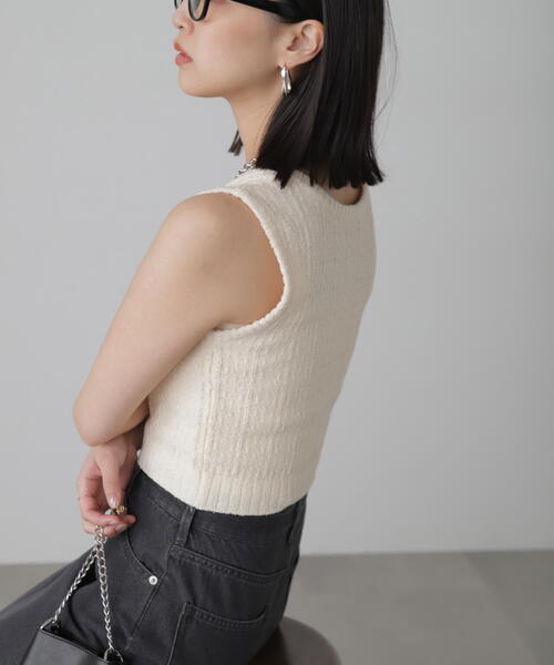 FREE'S MART（フリーズマート）の「◆ツィードライクニットベスト（ベスト・レディース・ブラック/ホワイト/ブルー・FREE）」の20枚目の写真