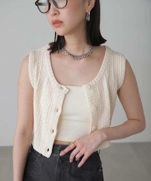 FREE'S MART（フリーズマート）の「◆ツィードライクニットベスト（ベスト・レディース・ブラック/ホワイト/ブルー・FREE）」の21枚目の写真