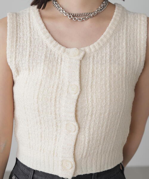 FREE'S MART（フリーズマート）の「◆ツィードライクニットベスト（ベスト・レディース・ブラック/ホワイト/ブルー・FREE）」の13枚目の写真