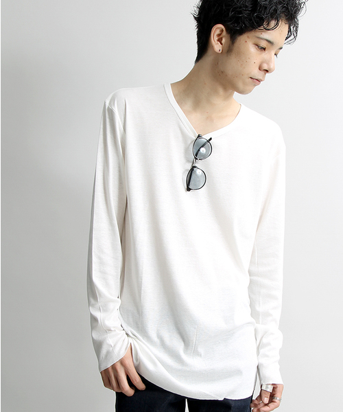 WEGO（ウィゴー）の「WEGO/カットオフフライスカットソー（Tシャツ/カットソー・メンズ・ワイン/カーキ/ホワイト/ブラック・LARGE/MEDIUM）」の2枚目の写真