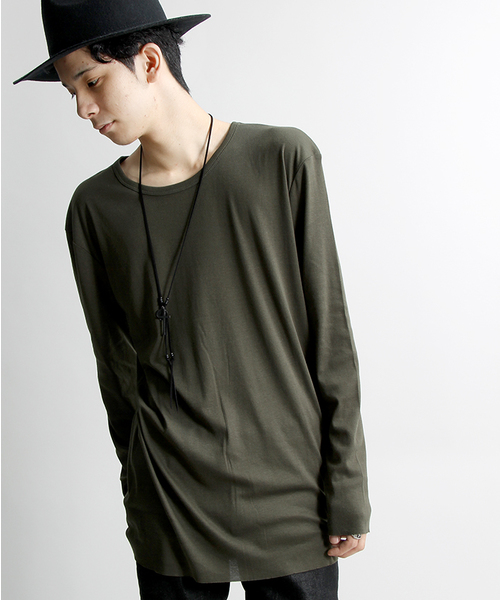 WEGO（ウィゴー）の「WEGO/カットオフフライスカットソー（Tシャツ/カットソー・メンズ・ワイン/カーキ/ホワイト/ブラック・LARGE/MEDIUM）」の4枚目の写真