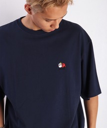 猫 アニマル 刺繍ポケット オーバーサイズ 半袖Tシャツ