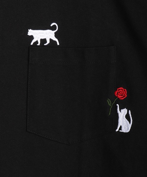 WESTSEA(ウエストシー)の「猫 アニマル 刺繍ポケット オーバーサイズ 半袖Tシャツ(Tシャツ/カットソー・メンズ・ホワイト/ネイビー/ブラック・M/L)」の13枚目の写真