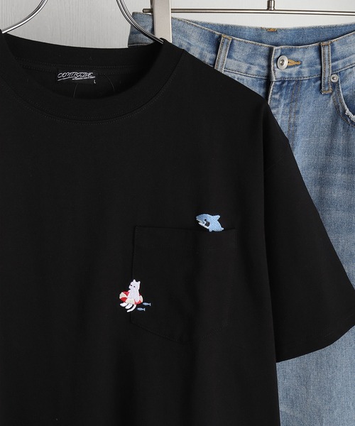 WESTSEA(ウエストシー)の「猫 アニマル 刺繍ポケット オーバーサイズ 半袖Tシャツ(Tシャツ/カットソー・メンズ・ホワイト/ネイビー/ブラック・M/L)」の18枚目の写真