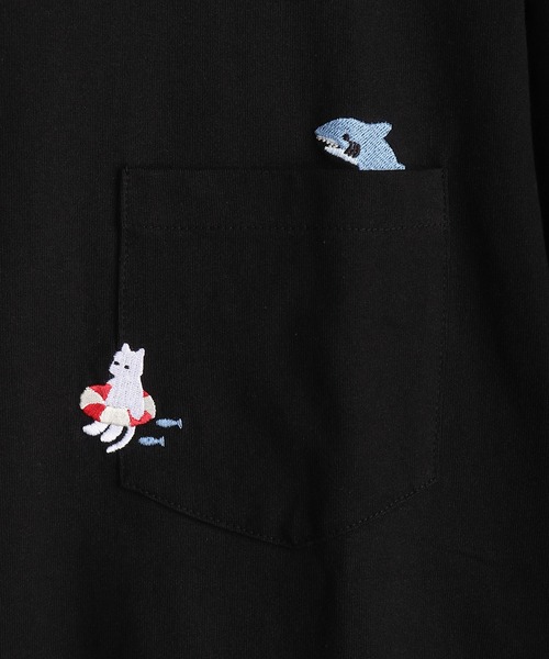WESTSEA(ウエストシー)の「猫 アニマル 刺繍ポケット オーバーサイズ 半袖Tシャツ(Tシャツ/カットソー・メンズ・ホワイト/ネイビー/ブラック・M/L)」の17枚目の写真