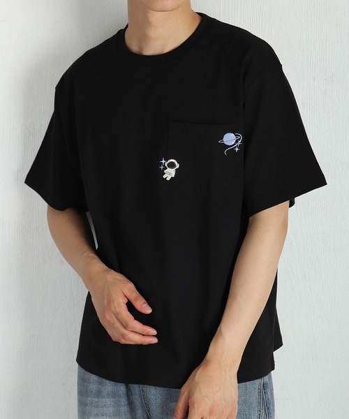 WESTSEA(ウエストシー)の「猫 アニマル 刺繍ポケット オーバーサイズ 半袖Tシャツ(Tシャツ/カットソー・メンズ・ホワイト/ネイビー/ブラック・M/L)」の10枚目の写真