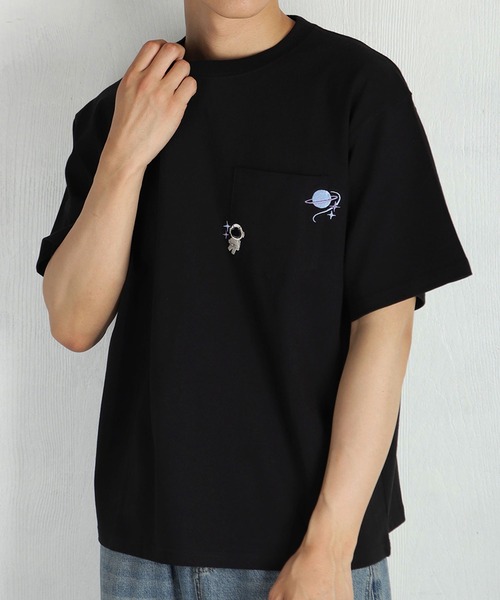 WESTSEA(ウエストシー)の「猫 アニマル 刺繍ポケット オーバーサイズ 半袖Tシャツ(Tシャツ/カットソー・メンズ・ホワイト/ネイビー/ブラック・M/L)」の9枚目の写真