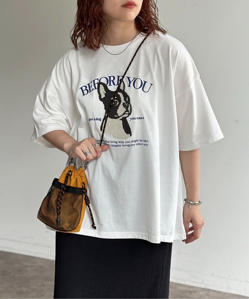 CPCM（シーピーシーエム）の「サガラ刺繍アソートモチーフビッグT（Tシャツ/カットソー・レディース・ホワイト/ホワイト系その他/グレー系その他/オフホワイト/グレー/キナリ/グレー系その他2/グレー系その他3/ネイビー/ホワイト系その他3/ブラック/ホワイト系その他2・FREE）」の6枚目の写真