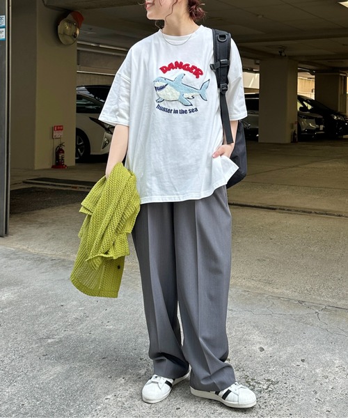 CPCM（シーピーシーエム）の「サガラ刺繍アソートモチーフビッグT（Tシャツ/カットソー・レディース・ホワイト/ホワイト系その他/グレー系その他/オフホワイト/グレー/キナリ/グレー系その他2/グレー系その他3/ネイビー/ホワイト系その他3/ブラック/ホワイト系その他2・FREE）」の19枚目の写真