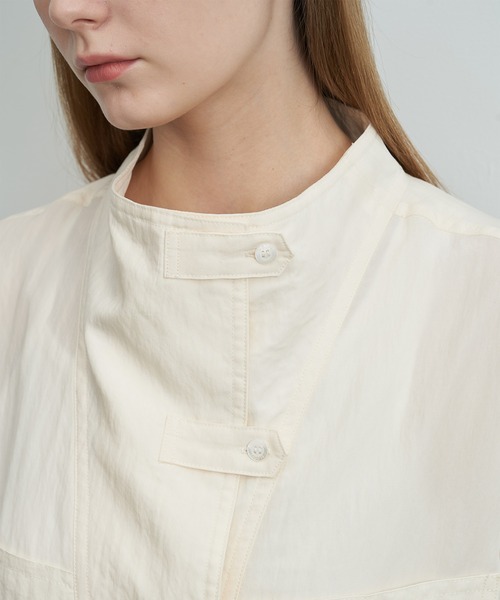 ELOOPS（イーループス）の「【ELOOPS】モックネックワッシャービッグポケットシャツ（シャツ/ブラウス・レディース・スモークピンク/アイボリー・S/M/L）」の9枚目の写真