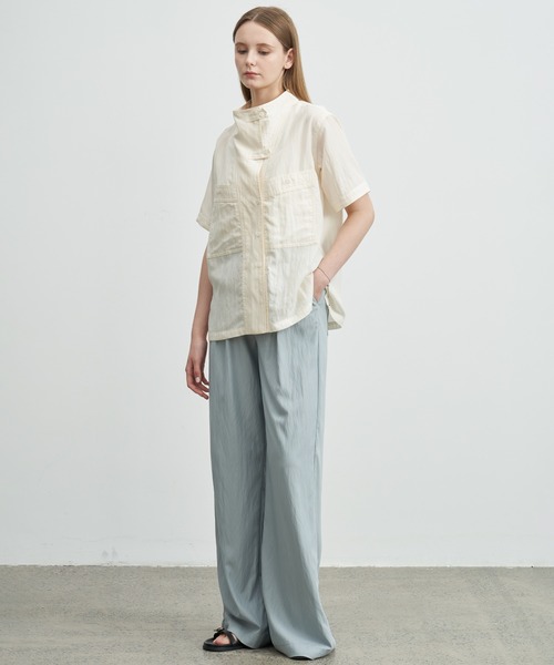 ELOOPS（イーループス）の「【ELOOPS】モックネックワッシャービッグポケットシャツ（シャツ/ブラウス・レディース・スモークピンク/アイボリー・S/M/L）」の15枚目の写真