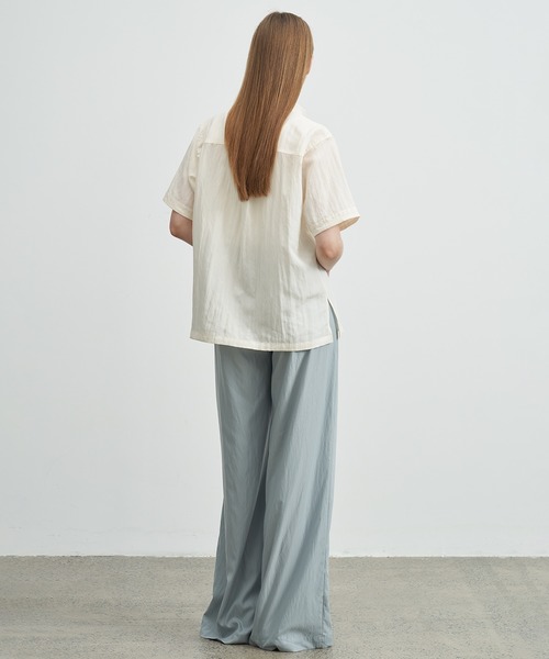 ブラウス シャツ 「ELOOPS」モックネックワッシャービッグポケットシャツ レディース メンズ ブラウス シャツ 「ELOOPS」モックネックワッシャービッグ