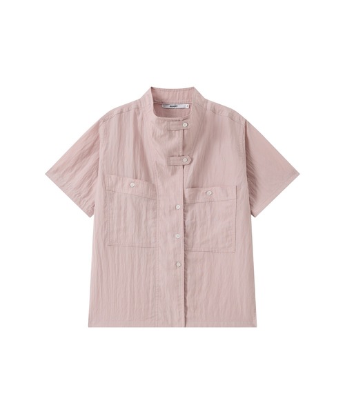 セール】【ELOOPS】モックネックワッシャービッグポケットシャツ