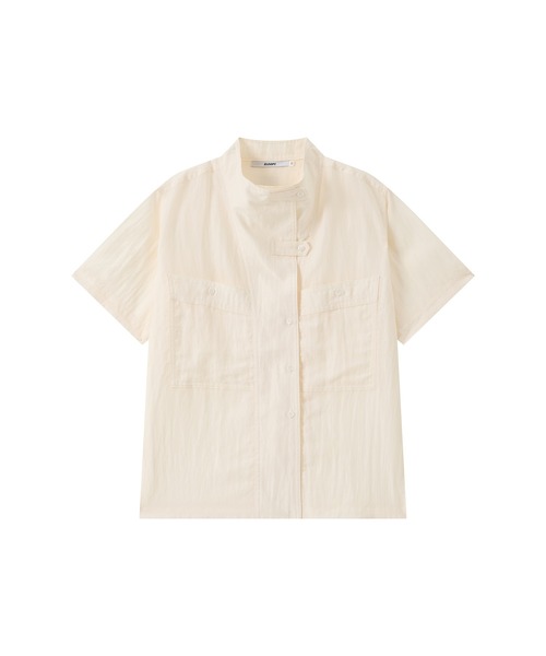 ブラウス シャツ 「ELOOPS」モックネックワッシャービッグポケットシャツ レディース メンズ ブラウス シャツ 「ELOOPS」モックネックワッシャービッグ