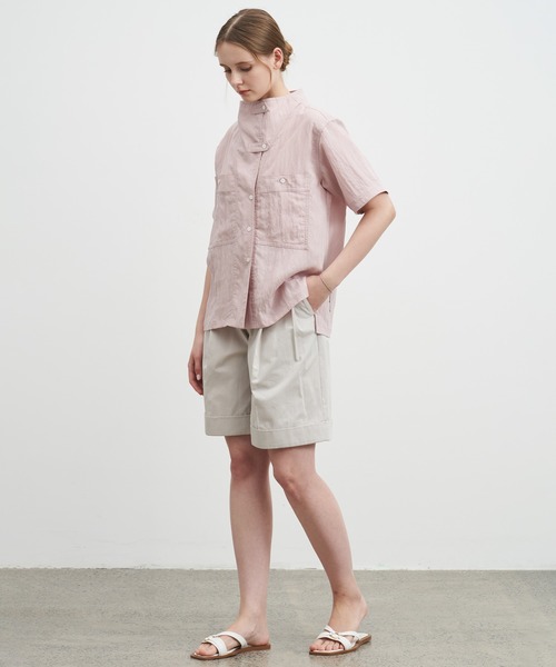 ELOOPS（イーループス）の「【ELOOPS】モックネックワッシャービッグポケットシャツ（シャツ/ブラウス・レディース・スモークピンク/アイボリー・S/M/L）」の22枚目の写真