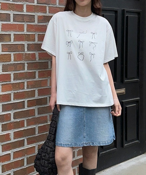 Vipoa（ヴィポア）の「ribbon design tee（Tシャツ/カットソー・レディース・ホワイト/ブラック・FREE）」の10枚目の写真