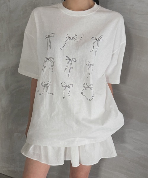 Vipoa（ヴィポア）の「ribbon design tee（Tシャツ/カットソー・レディース・ホワイト/ブラック・FREE）」の16枚目の写真