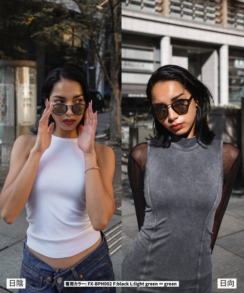 FLEX(フレックス)の「調光・偏光レンズ搭載 boston sunglasses / ボストン サングラス(サングラス・レディース・ブラック/ブラウン/グリーン・FREE)」の12枚目の写真