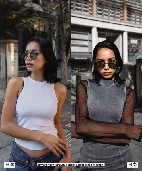 FLEX(フレックス)の「調光・偏光レンズ搭載 boston sunglasses / ボストン サングラス(サングラス・レディース・ブラック/ブラウン/グリーン・FREE)」の13枚目の写真