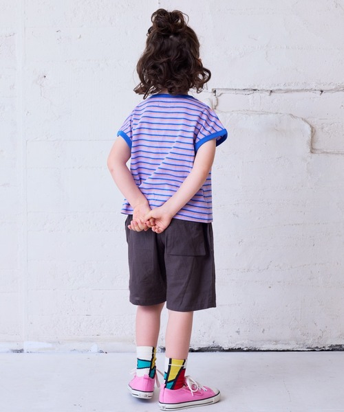 BIG FIELD（ビッグフィールド）の「ボーダーリンガーTシャツ（80～150cm）（Tシャツ/カットソー・キッズ・ラベンダー/グリーン/オフホワイト・80/90/95/100/110/120/130/140/150）」の17枚目の写真