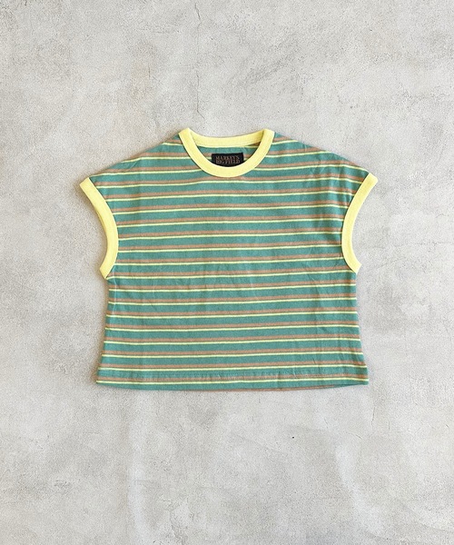 BIG FIELD（ビッグフィールド）の「ボーダーリンガーTシャツ（80～150cm）（Tシャツ/カットソー・キッズ・ラベンダー/グリーン/オフホワイト・80/90/95/100/110/120/130/140/150）」の19枚目の写真