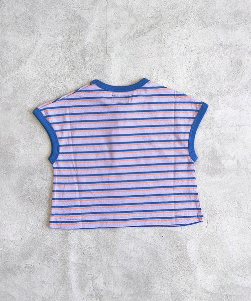 BIG FIELD（ビッグフィールド）の「ボーダーリンガーTシャツ（80～150cm）（Tシャツ/カットソー・キッズ・ラベンダー/グリーン/オフホワイト・80/90/95/100/110/120/130/140/150）」の15枚目の写真