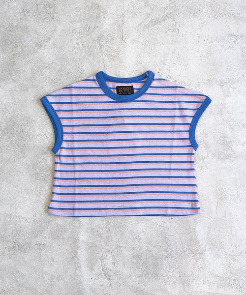 BIG FIELD（ビッグフィールド）の「ボーダーリンガーTシャツ（80～150cm）（Tシャツ/カットソー・キッズ・ラベンダー/グリーン/オフホワイト・80/90/95/100/110/120/130/140/150）」の13枚目の写真