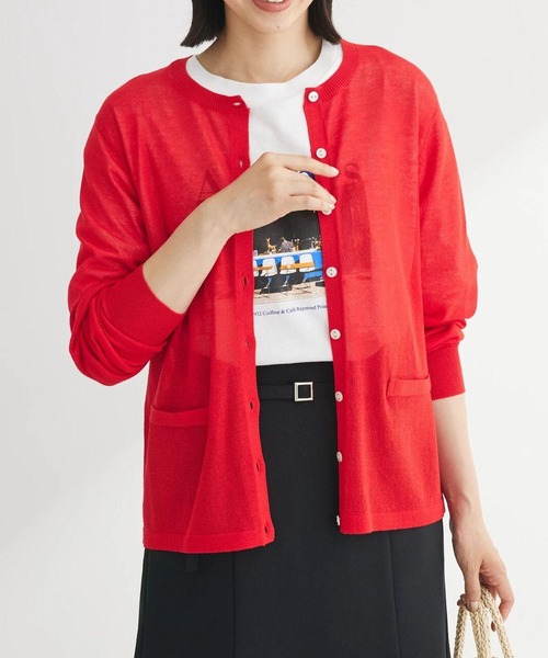 Green　Parks（グリーンパークス）の「推しニット　クルーネックカーディガン（カーディガン/ボレロ・レディース・ブルー/その他7/レッド/ブラック/オフホワイト・FREE）」の4枚目の写真